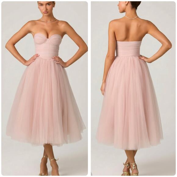 Oh Polly Dresses & Skirts - Oh Polly Cindy Tulle Corset Midmaxi Dress Dusty Rose Size 8 New
